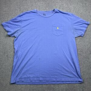 Polo Ralph Lauren Men T-Shirt XL Blue Yellow Pony Pocket Short Sleeve Crew